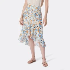 Joie Brigida Midi Silk Skirt -Joie Fashion Outlet Store 22 1 008893 SK00696 PRSNBLMLT Brigid DPA2
