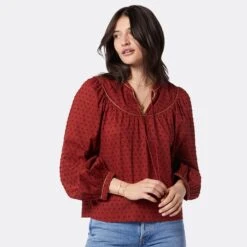 Joie Keena Long Sleeve Cotton Top -Joie Fashion Outlet Store 22 2 008959 TP562 RUSSETBROWN KEENA 5