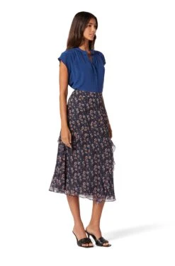 Joie Caillie Midi Silk Skirt -Joie Fashion Outlet Store 22 3 009127 SK00998 CAVIARMULTI CAILLIE 4