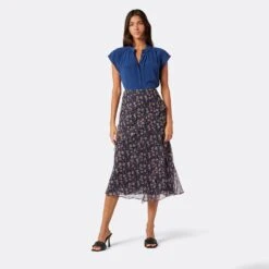 Joie Caillie Midi Silk Skirt -Joie Fashion Outlet Store 22 3 009127 SK00998 CAVIARMULTI CAILLIE DPA1