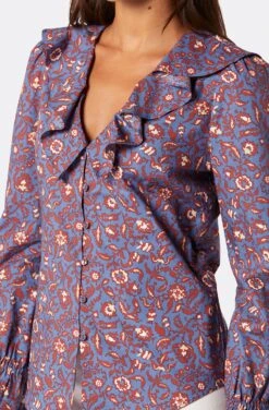 Joie Mazet Long Sleeve Cotton Top -Joie Fashion Outlet Store 22 3 009179 TP05341 BIJOUBLUEMULTI MAZET 6