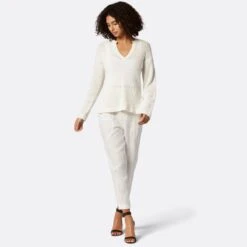 Joie Lyra V-Neck Crochet Cotton Sweater -Joie Fashion Outlet Store K0066Y7373 PRCL 1 DPA