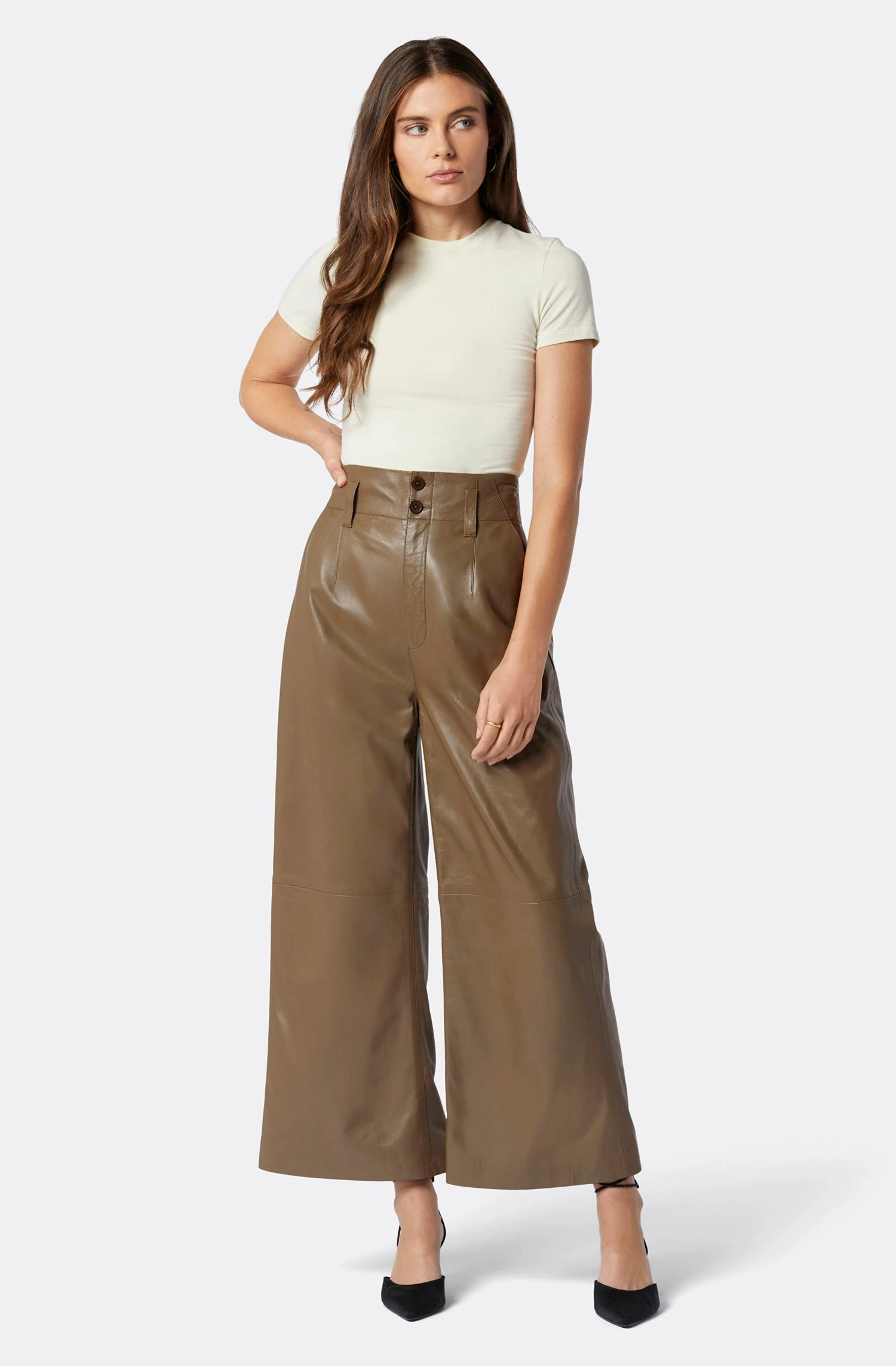 Joie Porter Wide Cropped Leather Pant 2 Joie Porter Wide Cropped Leather Pant - Image 2