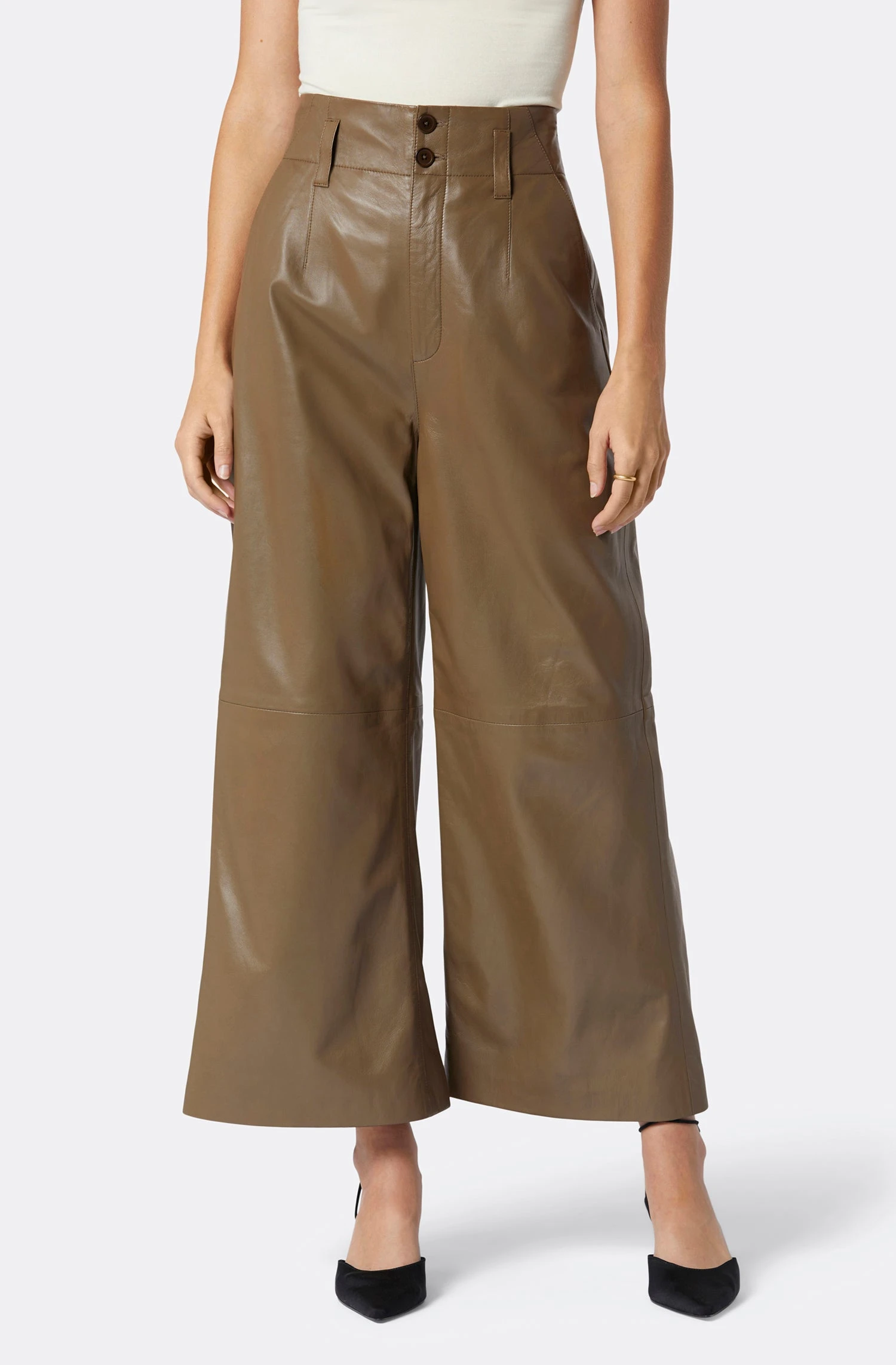 Joie Porter Wide Cropped Leather Pant 1 Joie Porter Wide Cropped Leather Pant