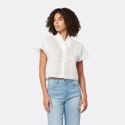 Joie Venus Short Sleeve Cotton Top -Joie Fashion Outlet Store T0051F337 PRCL 2 DPA