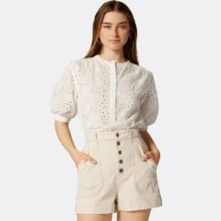 Joie Amilee Short Sleeve Cotton Top -Joie Fashion Outlet Store T0086F9327 PRCL 4 DPA