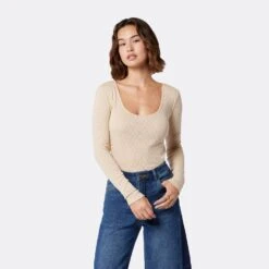 Joie Robbie Long Sleeve Cotton Top -Joie Fashion Outlet Store T0118F09339 OAT 2 DAP