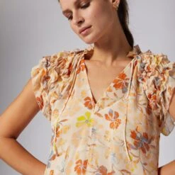 Joie Tezza Short Sleeve Silk Top -Joie Fashion Outlet Store T0130A0007 ABFM 4 DPA
