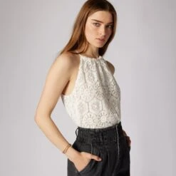 Joie Keegan Sleeveless Crochet Cotton Top -Joie Fashion Outlet Store T0165F9213 PRCL 2 DPA