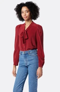 Joie Eldridge Tie Neck Silk Top