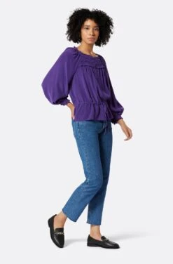 Joie Asseline Long Sleeve Silk Top -Joie Fashion Outlet Store TP053557881 ACAI 4