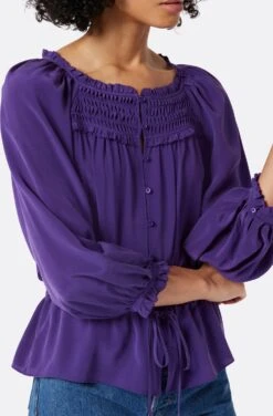 Joie Asseline Long Sleeve Silk Top -Joie Fashion Outlet Store TP053557881 ACAI 6